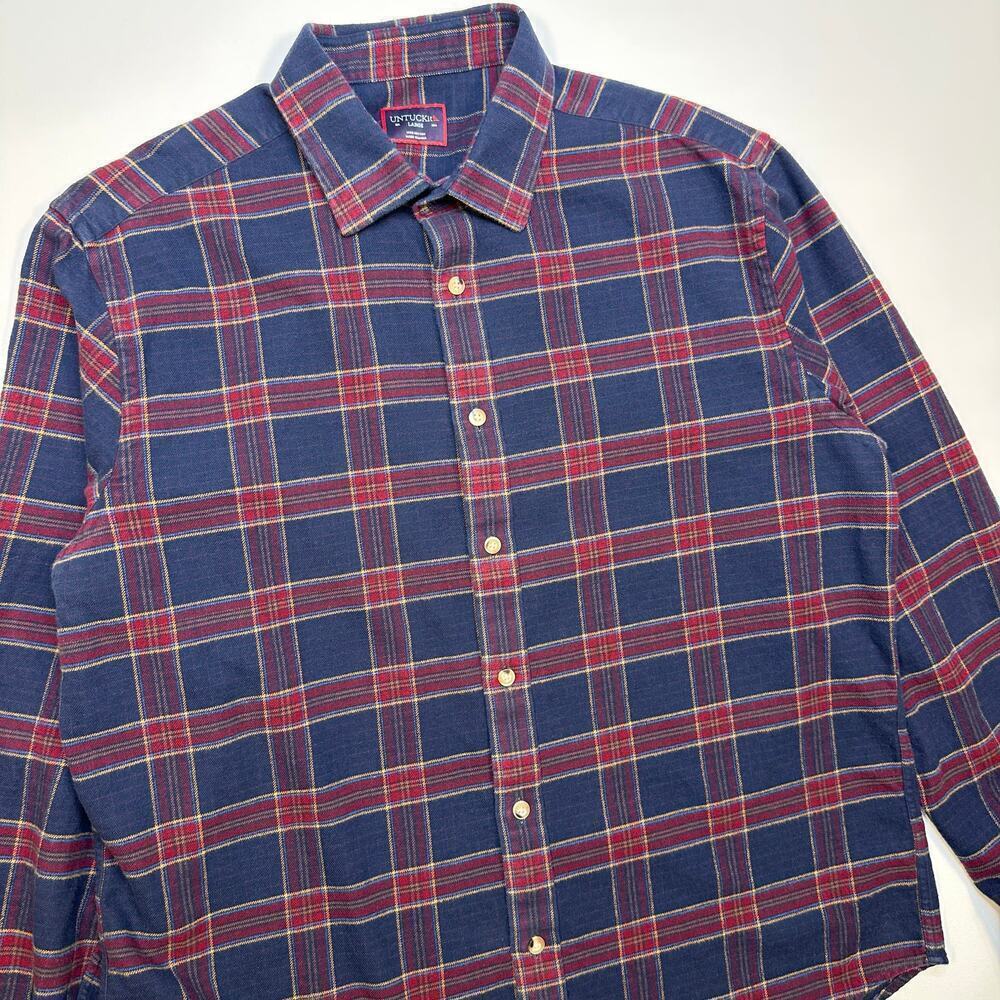 UNTUCKit Cotton Plaid Flannel Button Front Shirt Size Large
